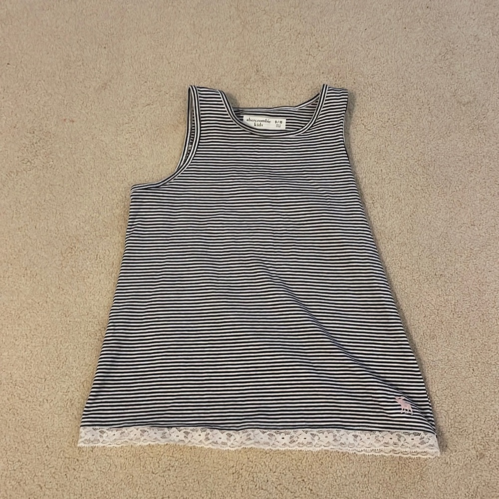 Abercrombie kids black and white striped tank top